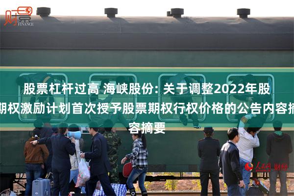 股票杠杆过高 海峡股份: 关于调整2022年股票期权激励计划首次授予股票期权行权价格的公告内容摘要